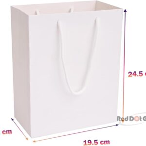10 Pack White Plain Paper Bags, A5 H24.5 * 19.5 * 11cm Gift Bags Shopping Bags Party Favor Bags for Birthdays Mother’s Day, Baby Showers Bridal Showers Wedding Gifts.