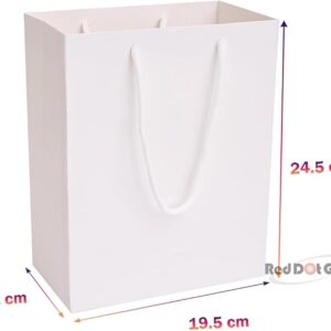 10 Pack White Plain Paper Bags, A5 H24.5 * 19.5 * 11cm Gift Bags Shopping Bags Party Favor Bags for Birthdays Mother’s Day, Baby Showers Bridal Showers Wedding Gifts.