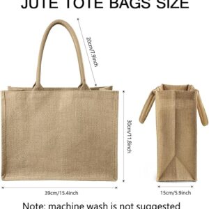 Ayieyill Jute Tote Bags, Burlap Bags with Laminated Interior and Soft Handles, Reusable Shopping Bags Grocery Bag - Image 3