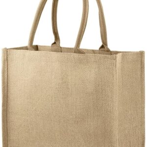 Ayieyill Jute Tote Bags, Burlap Bags with Laminated Interior and Soft Handles, Reusable Shopping Bags Grocery Bag - Image 1