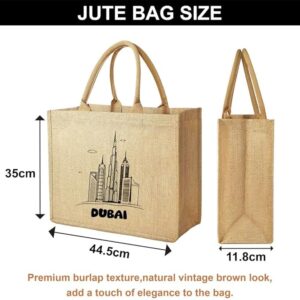 Pack of 2 Jute Tote Bag for Men and Women Eco-Friendly Reusable Tote Bag with Dubai Design - Perfect for Shopping, Groceries, and Everyday Use Double-Sided Printed Canvas Tote Bag - Image 5