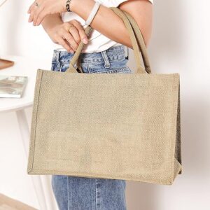Ayieyill Jute Tote Bags, Burlap Bags with Laminated Interior and Soft Handles, Reusable Shopping Bags Grocery Bag - Image 2